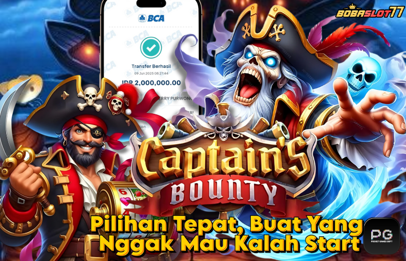 Selamat kepada user id : jer**p Wede Rp 2.000.000 di Game CAPTAINS BOUNTY PG SOFT Cair Gk Sampe 1 Menit! Menang Mudah di Bobaslot77	